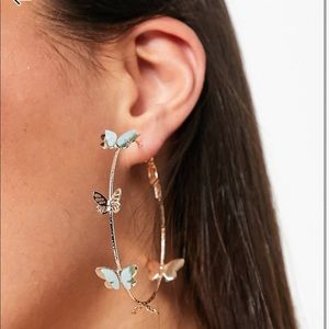 Butterfly hoop earrings